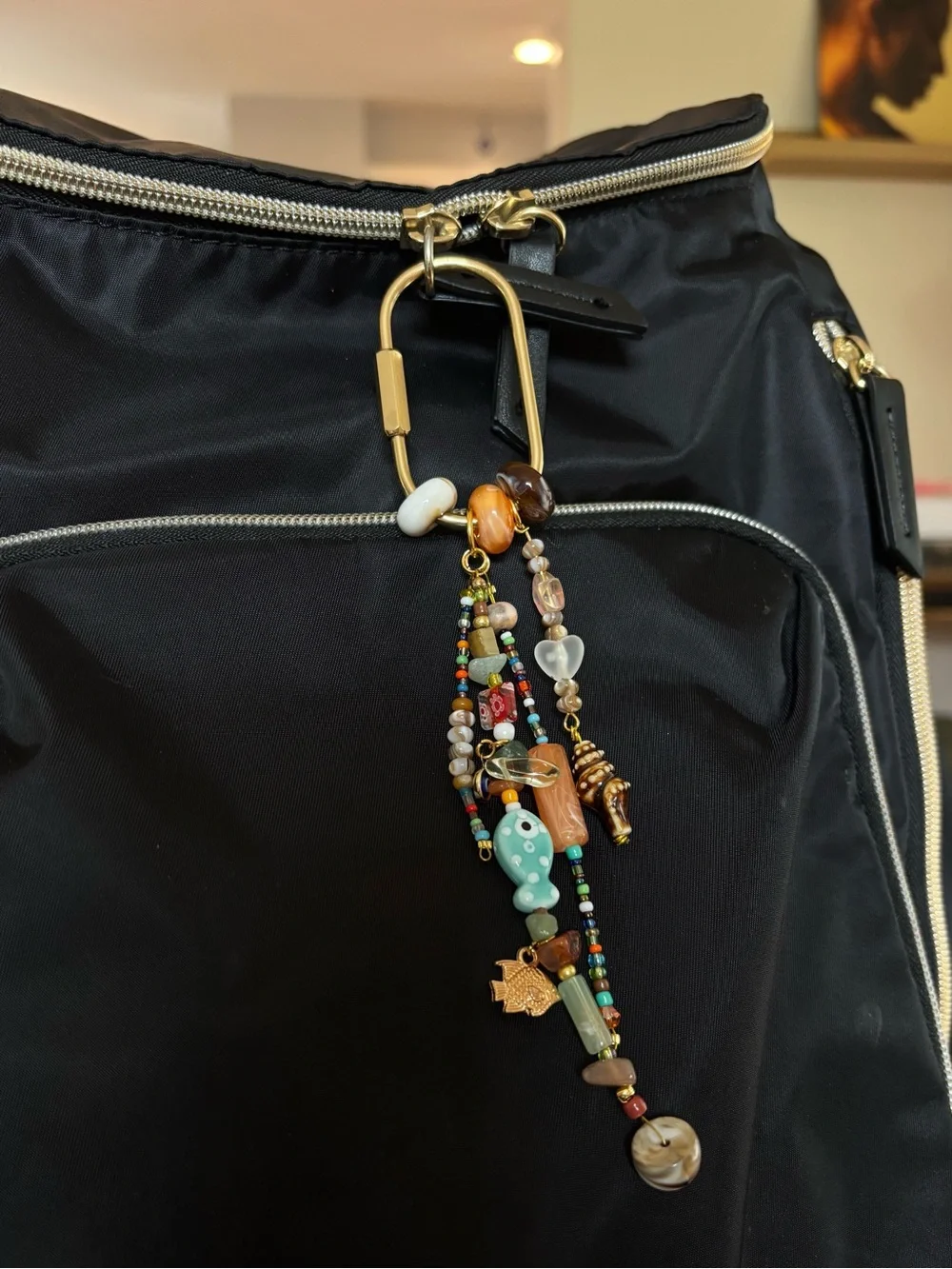 Nautical Bag Charm with Colorful Beads and Gold Hardware